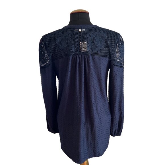 Maurice’s Navy Open Front Cardigan With Lace Detail, Long Sleeves Size XS - Picture 3 of 8